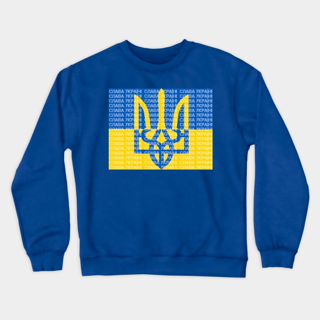 Ukraine Flag Trident-Slava Ukraini Crewneck Sweatshirt by Scar